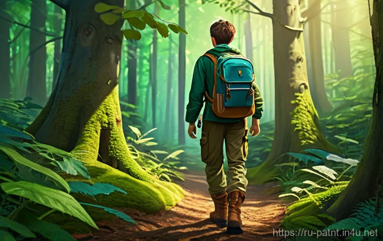 변리사와 해외 지재권 동향 - **Prompt 1: Enchanted Forest Explorer**
A young, adventurous character, gender-neutral, approxim...